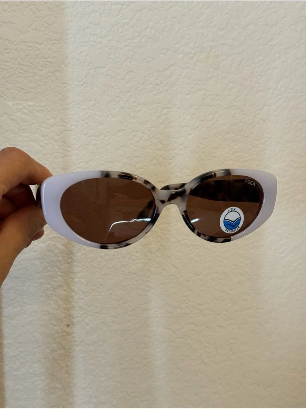 Anthropologie Tortoiseshell and White Oval Sunglasses - Brown Lenses